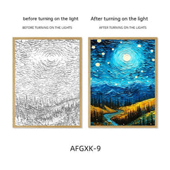 Van Gogh Famous Starry Sky Line Living Room Lighting Painting