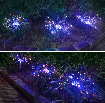 Nouvelle prise de terre feu d'artifice solaire éclairage LED chaîne fil de cuivre décoration de jardin extérieur étoiles lumières lumières de noël