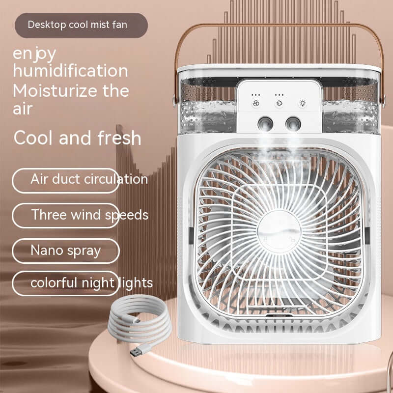 Humidificateur d'air 3 en 1, nouvelle Version de charge, ventilateur de refroidissement, veilleuse LED, Humidification par brouillard d'eau, ventilateur électrique par pulvérisation