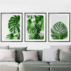 Peinture sur toile de plantes vertes, décoration d'intérieur