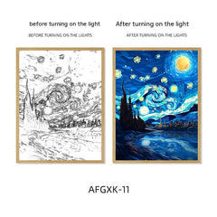 Van Gogh Famous Starry Sky Line Living Room Lighting Painting