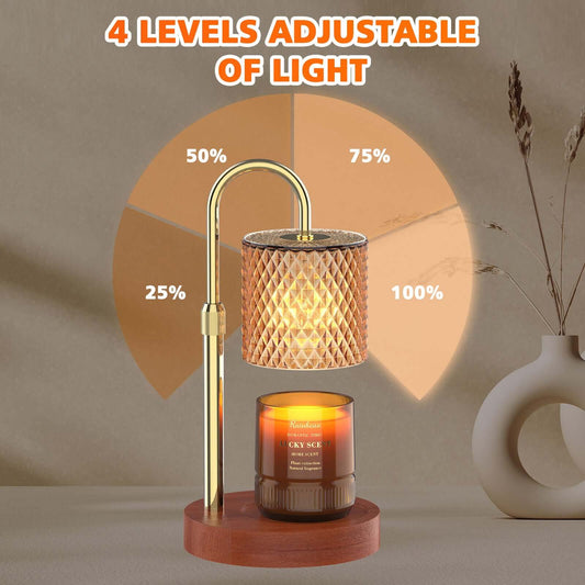 RAINBEAN Candle Warmer Lamp, Adjustable Height Electric Candle Warmer with Timer & Dimmer