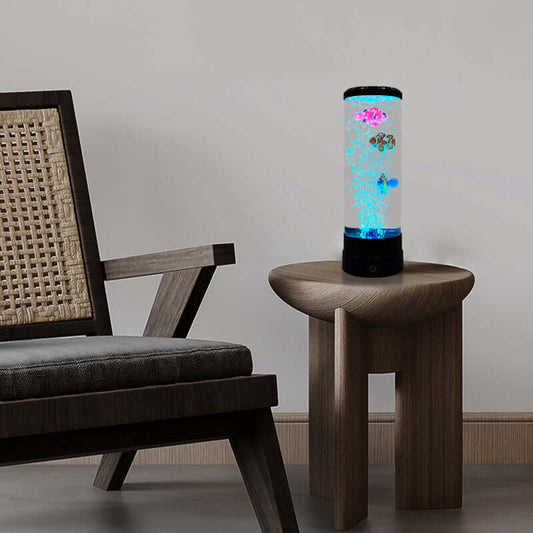 Lampe de nuit à LED colorée en forme de poisson à grandes bulles avec prise USB