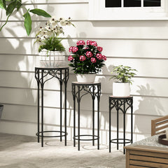 Présentoir à fleurs décoratif avec plateau en céramique pour patio