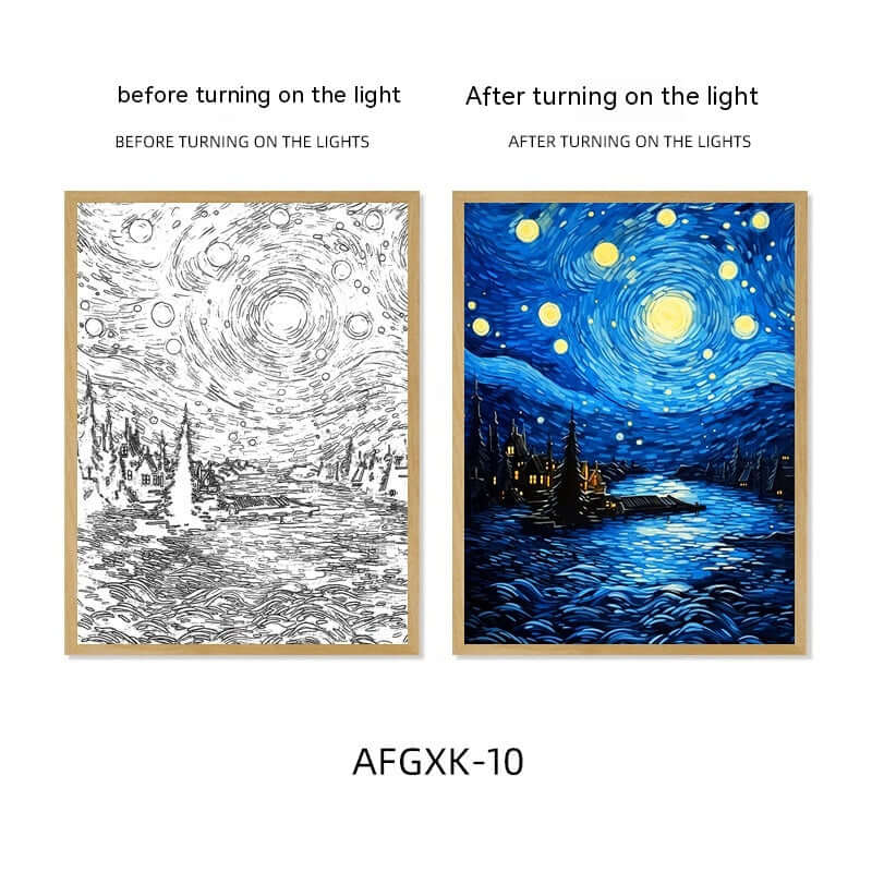 Van Gogh Famous Starry Sky Line Living Room Lighting Painting