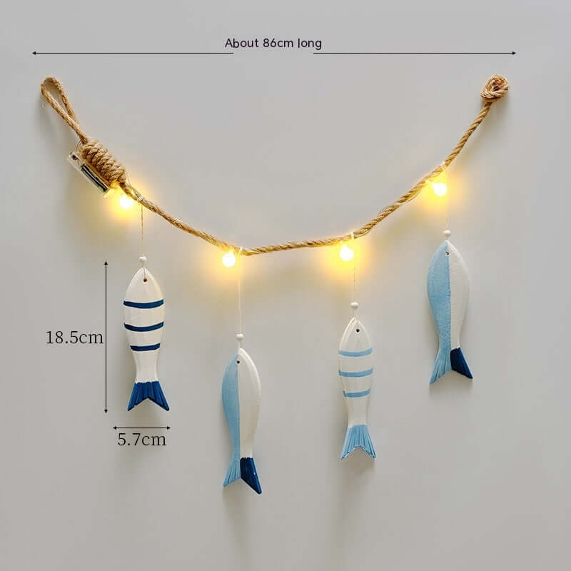 Creative Led Luminous Mediterranean Ocean Style Home Night Light Fish Kebabs Pendant Personalized Indoor Bedroom Decorations