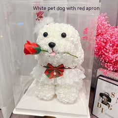 Christmas Rose Dog Home Ornaments with Colorful Lights and Gift Box