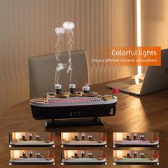 Diffuseur d'huiles essentielles à LED coloré pour bateau à vapeur, humidificateur pour la maison, le bureau, la chambre à coucher, veilleuse d'ambiance, 7 couleurs LED