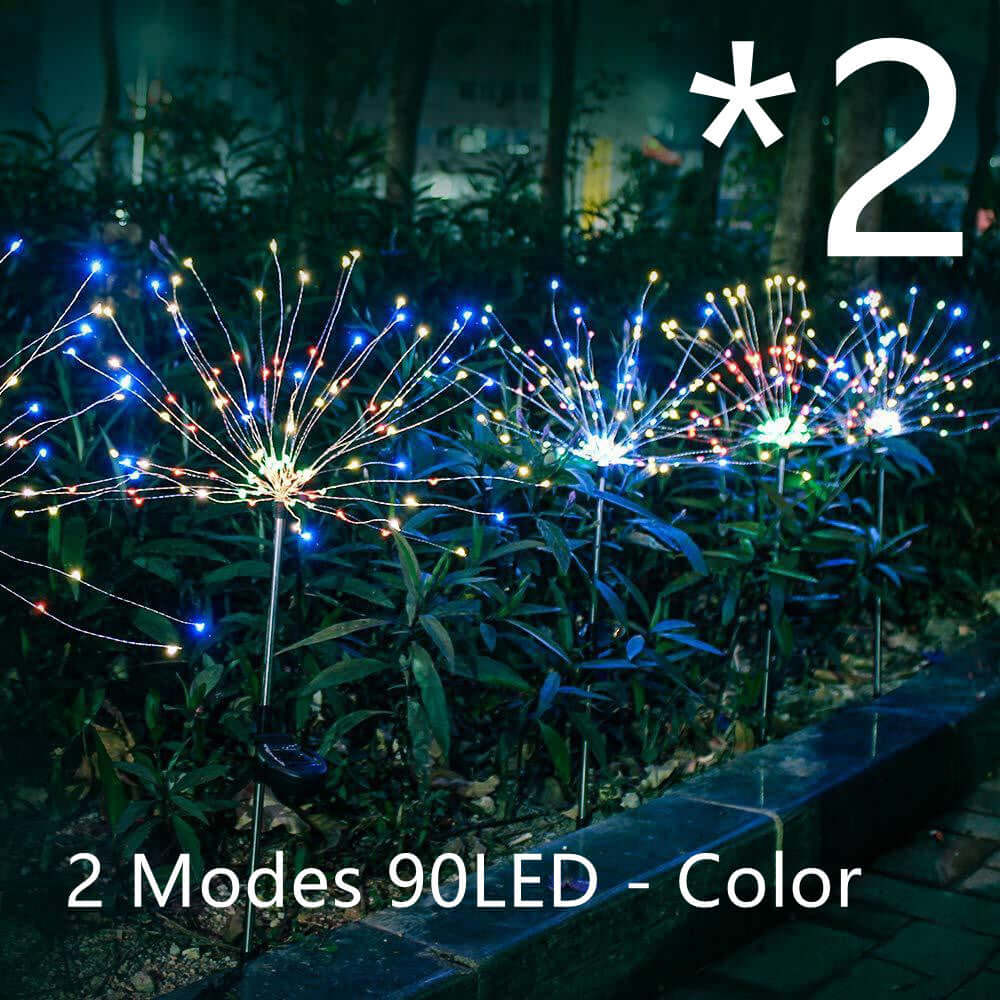 Nouvelle prise de terre feu d'artifice solaire éclairage LED chaîne fil de cuivre décoration de jardin extérieur étoiles lumières lumières de noël