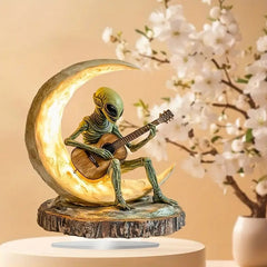 Décorations de bureau à domicile en acrylique Alien Moon Guitarist Ornements