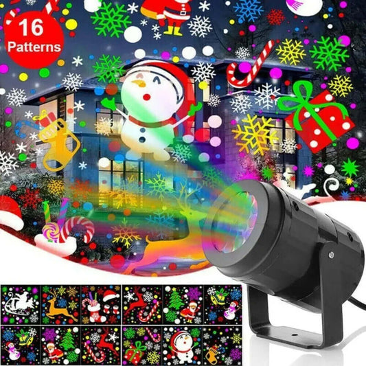 Christmas Party Lights Snowflake Projector Light Led Stage Light Rotating Xmas Pattern Outdoor Holiday Lighting Garden Christmas  Decor