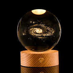 Boule de cristal de galaxie lumineuse, décoration, sculpture intérieure au Laser 3D