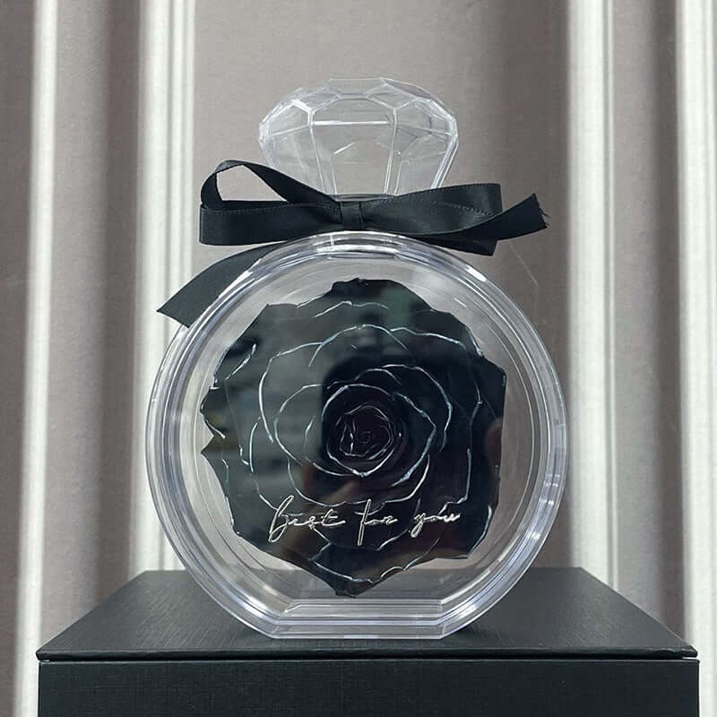 Natürliche ewige Blumenornamente, transparente Abdeckung, getrocknete Rose, Geschenkbox für Weihnachten, Neujahr, Valentinstag, Heimdekoration