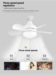 LED Straight Leaf Fan Lamp E27 Screw Detachable Fan Blade Bedroom Three-color Dimming Ceiling Ceiling Fan Lights