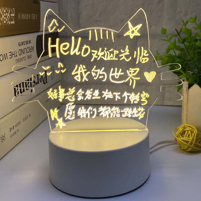 3d Small Night Lamp Desktop Luminous Note Board