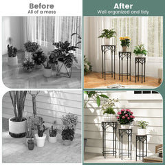 Présentoir à fleurs décoratif avec plateau en céramique pour patio