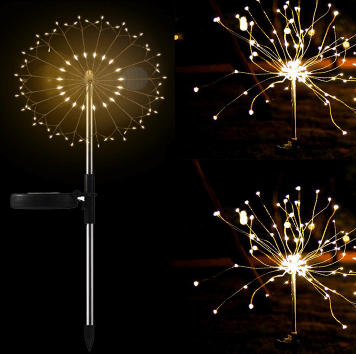 Neue Boden Stecker Solar Feuerwerk Licht LED Lichterkette Kupfer Draht Outdoor Garten Dekoration Stern Lichter Weihnachten Lichter