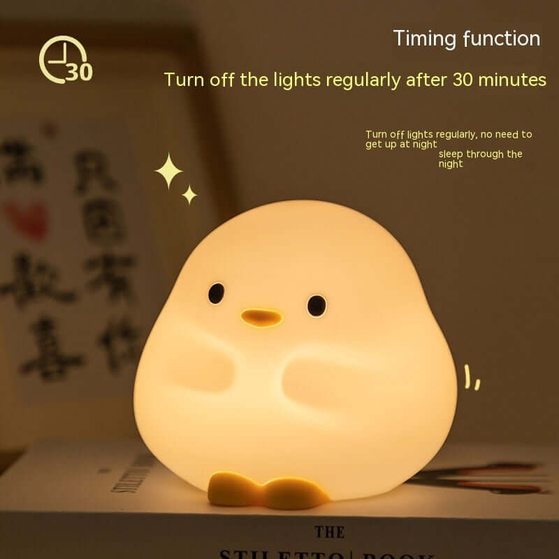 Lampe de nuit LED en forme de canard mignon, en Silicone, Rechargeable par USB, capteur tactile, minuterie, lampe de chevet pour chambre à coucher, cadeau pour enfant, décoration de la maison