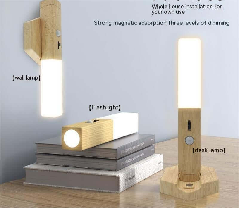 Lampe de nuit en bois pour maison intelligente, petite lampe LED à Induction