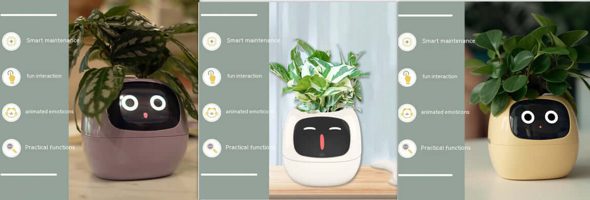 Smart Planter Endloser Spaß Über 49 ausdrucksstarke Ausdrücke 7 intelligente Sensoren und KI-Chips machen das Pflanzenaufziehen einfach und unterhaltsam