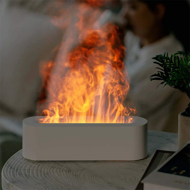 2023 Flame Aroma Diffuser Air Humidifier Ultrasonic Cool Mist Maker Fogger Led Essential Oil Lamp Realistic Fire Difusor