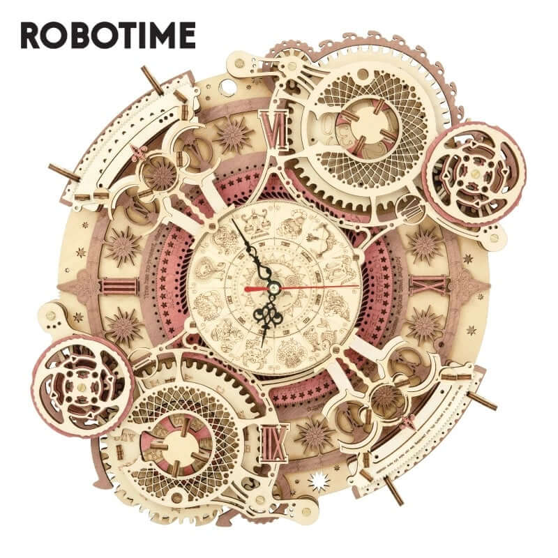 Robotime ROKR zodiaque horloge murale 3D Puzzle en bois modèle assemblage jouets cadeaux pour enfants enfants adolescents LC601 livraison directe du fournisseur