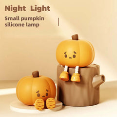 Décoration d'intérieur Veilleuse citrouille d'Halloween Lampe mignonne en silicone souple Tactile Dimmable Rechargeable Lampe de chevet Décor Lumière Enfants Cadeaux Décorations d'Halloween