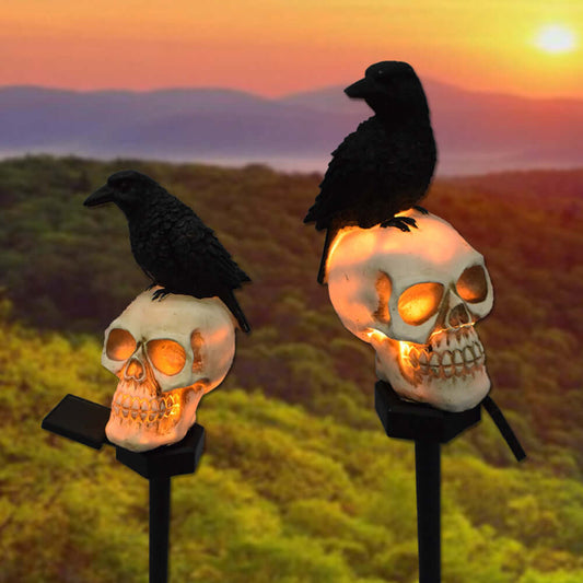 Solar Harz Halloween Crow Schädel Outdoor Landschaft Licht für Garten und Hof Dekoration