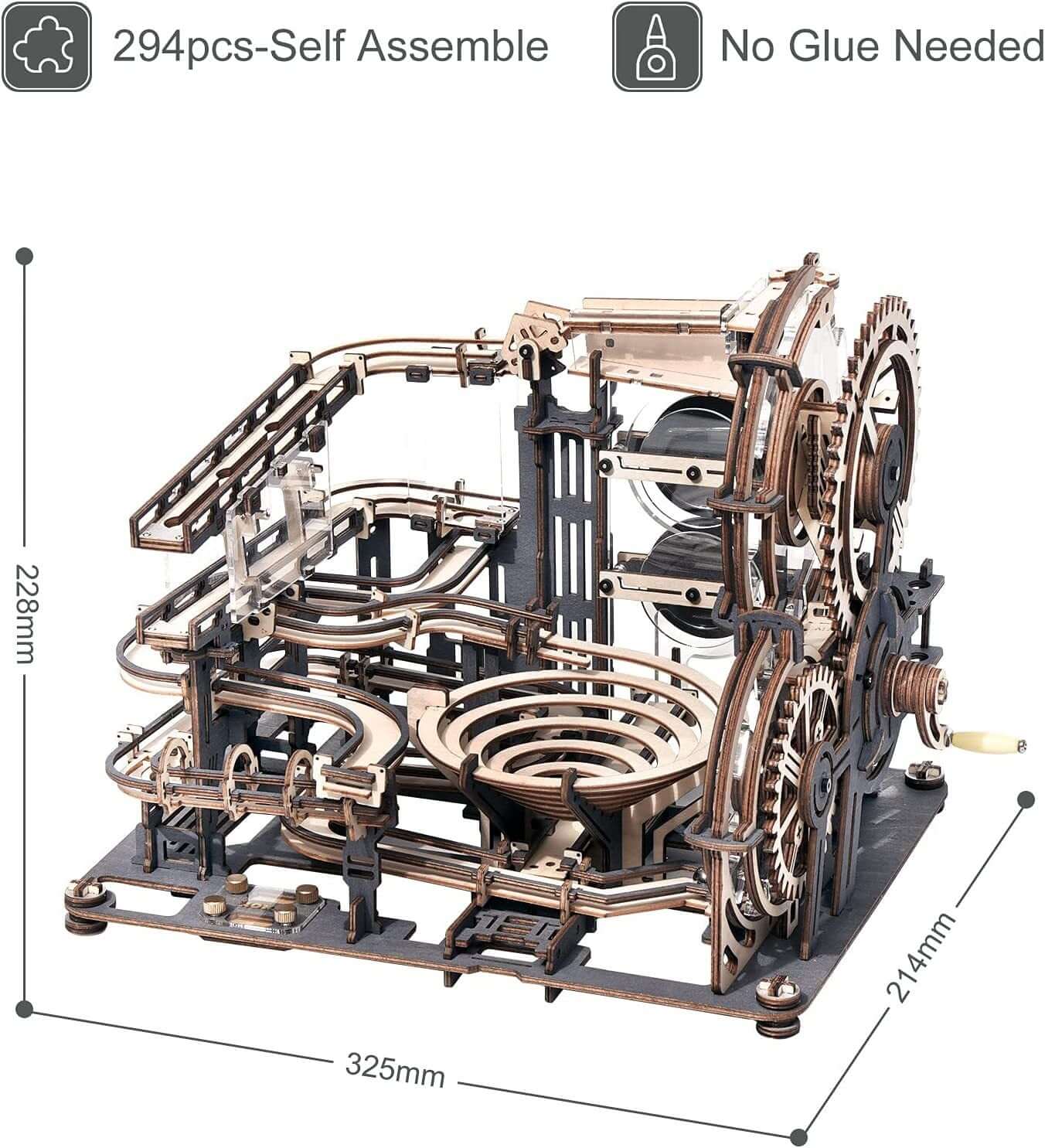 Robotime ROKR Marble Night City 3D-Holzpuzzle-Spiele Montage Wasserradmodell Spielzeug für Kinder Kindergeburtstagsgeschenk