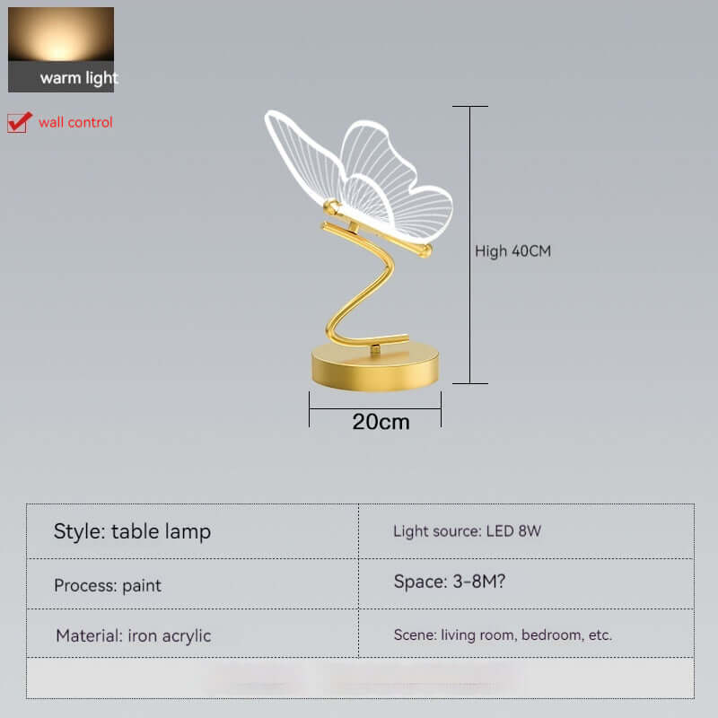 Lampe de table décorative en forme de papillon, lumière moderne et créative, de luxe, à utiliser au chevet du lit