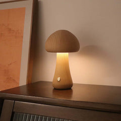 INS Holz Niedlichen Pilz LED Nachtlicht Mit Touch Schalter Nachttisch Lampe Für Schlafzimmer Kinderzimmer Schlafen Nacht Lampen wohnkultur