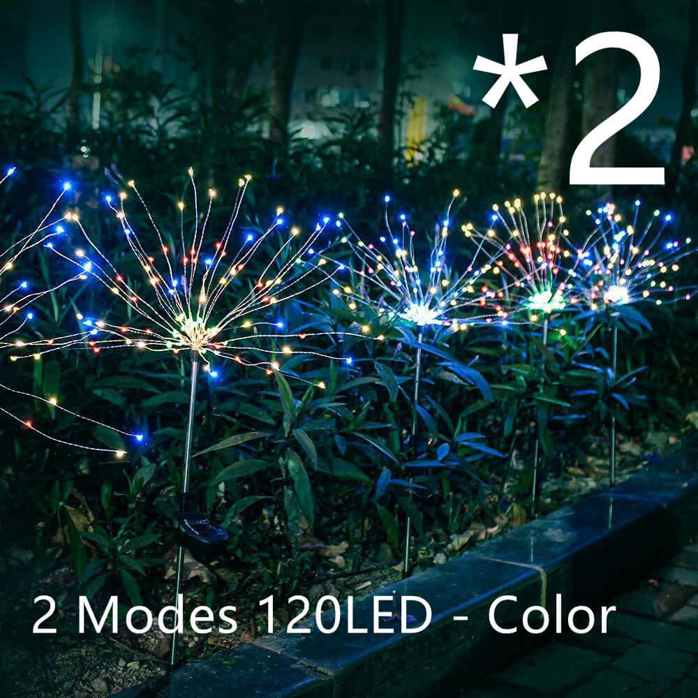 Neue Boden Stecker Solar Feuerwerk Licht LED Lichterkette Kupfer Draht Outdoor Garten Dekoration Stern Lichter Weihnachten Lichter