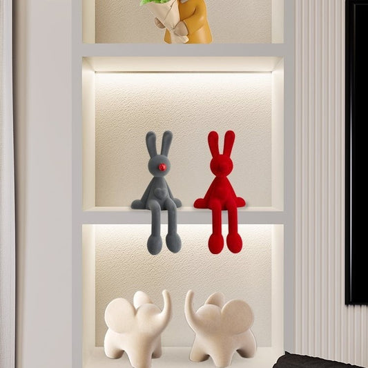 Décorations de petits ornements en forme d'éléphant floqué minimaliste moderne