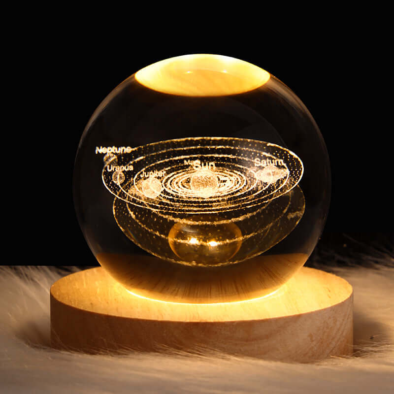 LED veilleuse galaxie boule de cristal lampe de Table 3D planète lune lampe chambre décor à la maison pour enfants fête enfants cadeaux d'anniversaire