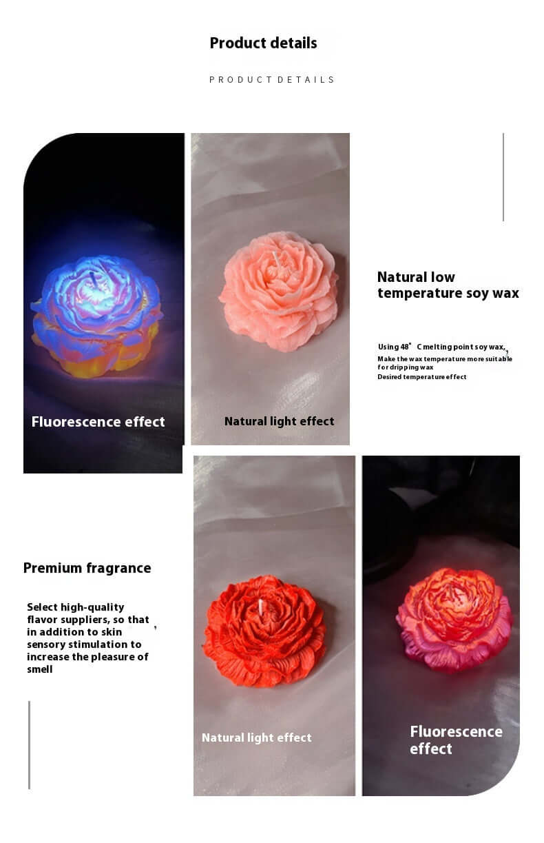 Bougies fluorescentes lumineuses à basse température en forme de fleur de pivoine