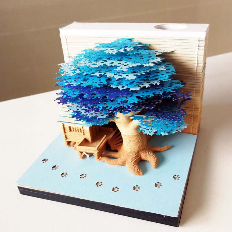 Tree House Panoramique Notes 3D Sculpture sur papier Calendrier créatif Décoration