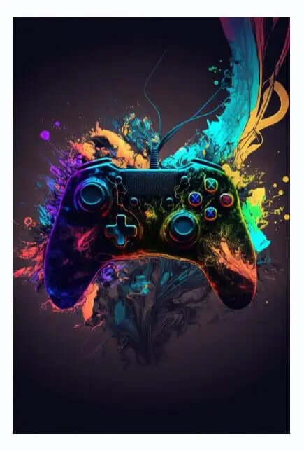 Buntes Neon-Gamer-Controller-Leinwandposter