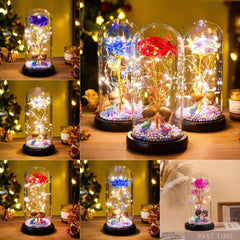 Ewige Rose, LED-Licht, Folienblume in Glasabdeckung, Nachtlichter, Valentinstagsgeschenke, Lampendekor für Zuhause, Schlafzimmer, Hochzeitsgeschenk, Valentinstagsgeschenke