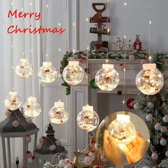 10PCS LED Weihnachten Vorhang Lampe Fee Schneemann Wishing Ball Lampe String Weihnachten Fenster Dekoration Weihnachten Licht Zimmer