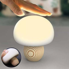 Lampe LED en Silicone, luminosité réglable, interrupteur en forme de champignon, Base en bois, minuterie, veilleuse, cadeau pour enfants