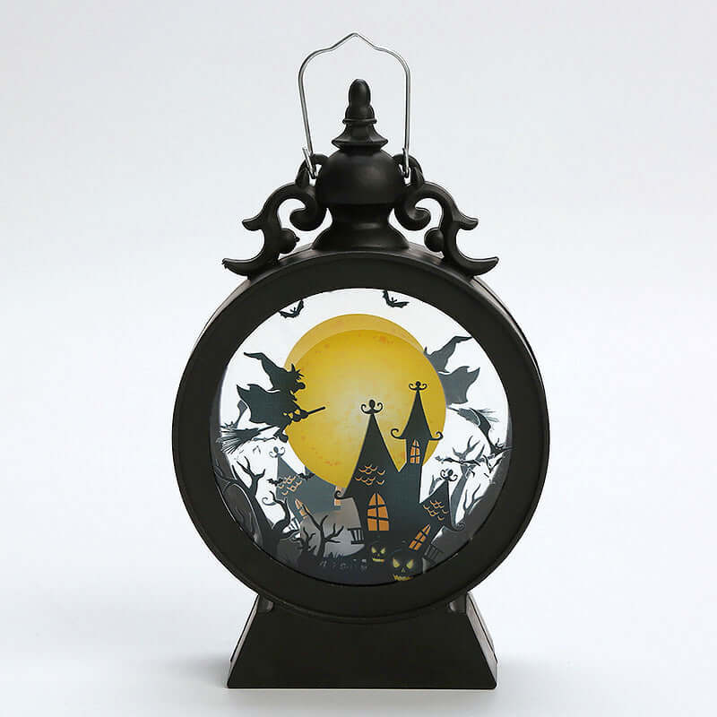 Halloween Retro Candle Portable Storm Lantern with Pumpkin, Castle and Witch Design