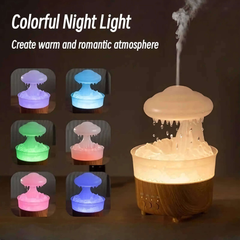 Humidificateur veilleuse nuage de pluie 2023, avec son de goutte d'eau de pluie et lumière LED 7 couleurs, diffuseur d'huile essentielle, aromathérapie